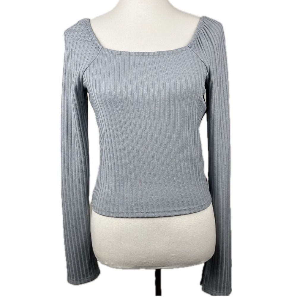 Madewell Square Neck Ribbed Cropped Top Size M Y2K Minimalist 90s Clean Girl